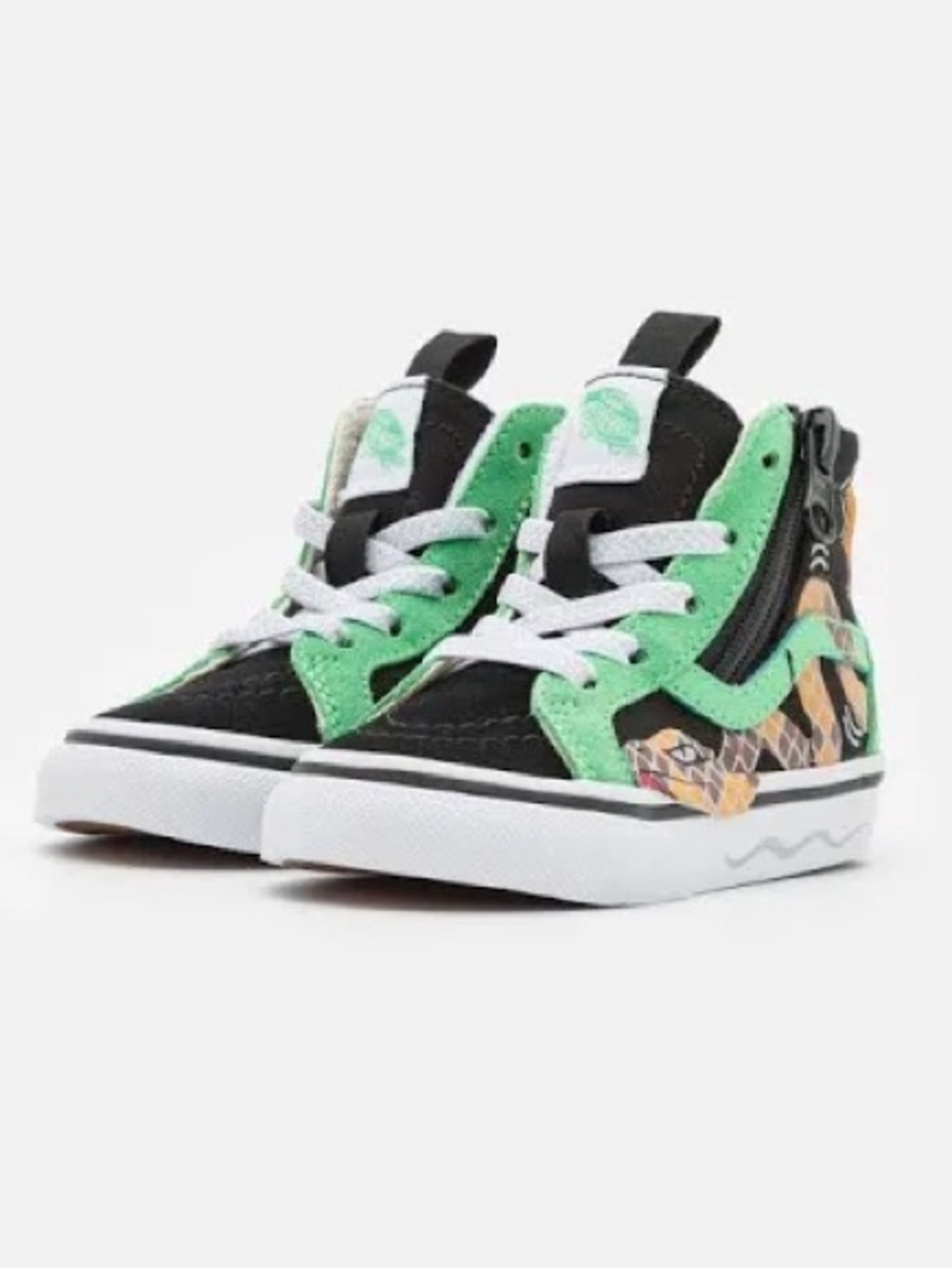 VANS Toddler Black & Green Snake Sk8-Hi Sneakers-Size 5.5C